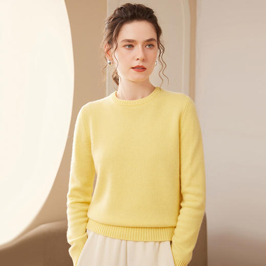 【高货QJ】全新升级【铂金会员367/天猫499/差价132】(35725) 洛诗琳秋冬新款加厚山羊绒针织打底衫长袖圆领宽松显瘦毛衣 商品图0