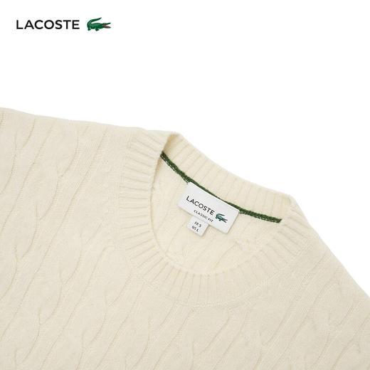 Lacoste【王一博同款】法国鳄鱼男装新款圆领绞花羊毛衫AH2924-10 商品图7