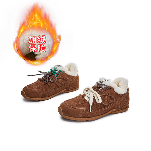 2024羊毛版真皮复古内增高德训鞋女秋冬保暖加绒阿甘鞋运动休闲鞋子！ 商品图6