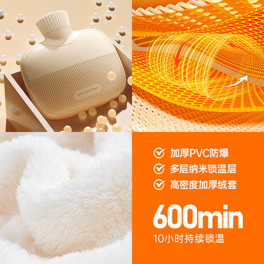 新款注水热水袋加厚防爆女生暖手热敷肚子暖脚神器仿兔绒暖可插手 商品图3