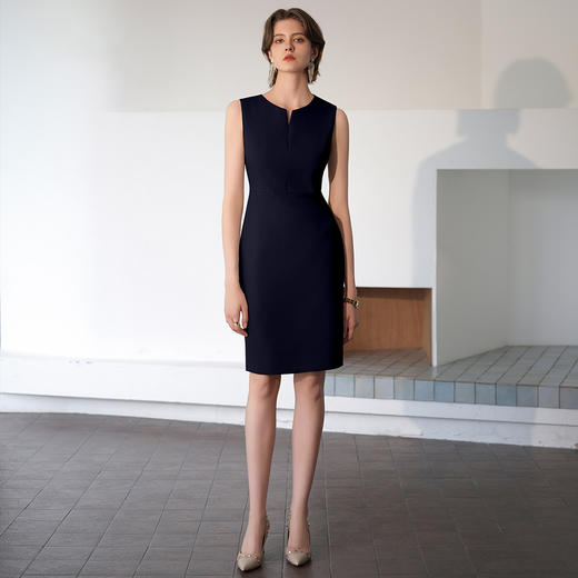 IWY/藏青色公务员正装女西装套装秋冬新款职业装连衣裙两件套工作服C2065-ZL+Q1206-ZL 商品图3