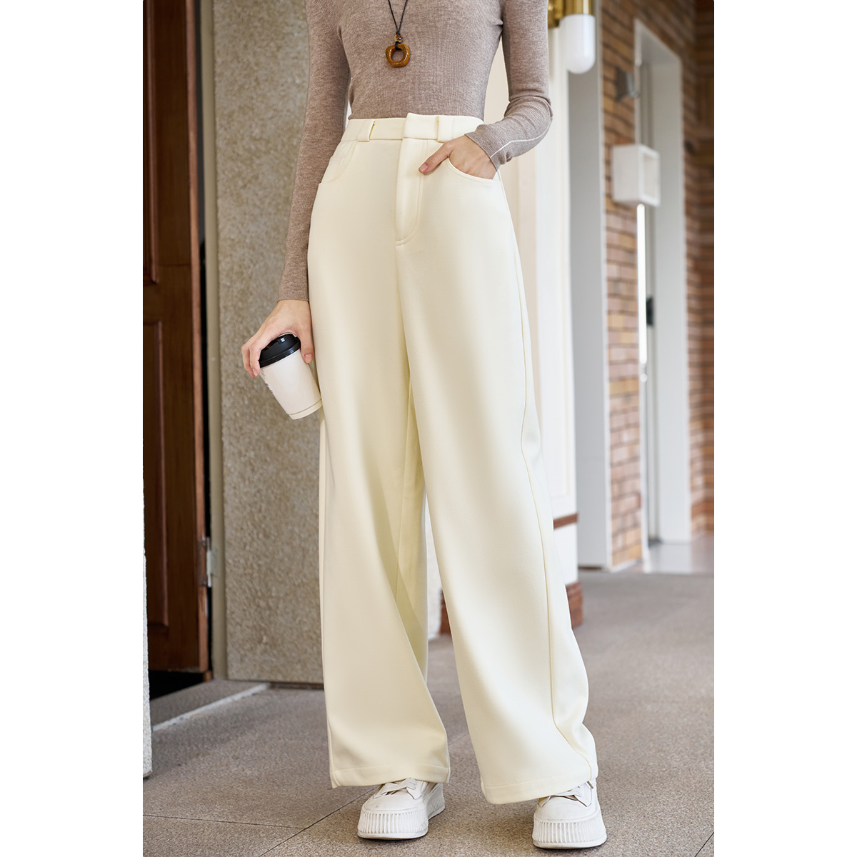 剩M/L/XL/XXL 米思阳2026春季新款时尚高级感直筒休闲裤高腰垂感遮胯显瘦阔腿裤5037