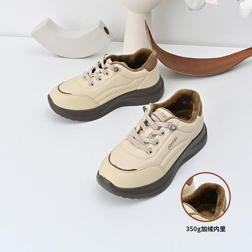 经典鲨2024冬季新款百搭加绒系带舒适平底通勤休闲鞋棉鞋女KW233-D58191 商品图1