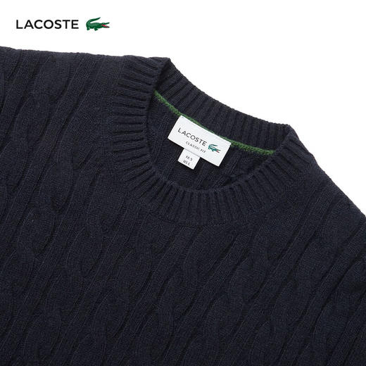 Lacoste【王一博同款】法国鳄鱼男装新款圆领绞花羊毛衫AH2924-10 商品图11
