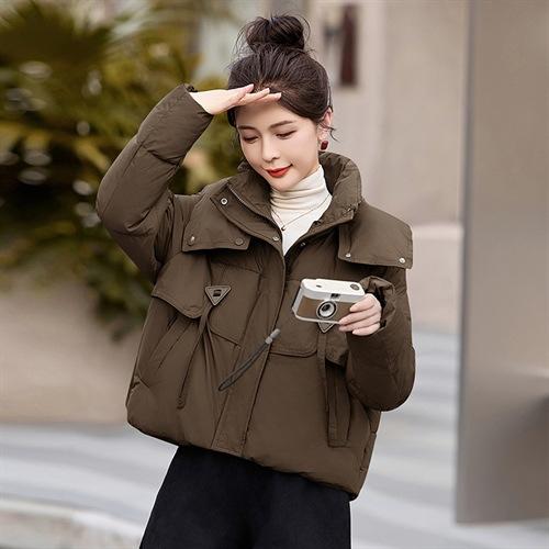 宽松休闲显瘦韩版翻领插肩袖短款百搭棉衣HHYS1392 商品图4