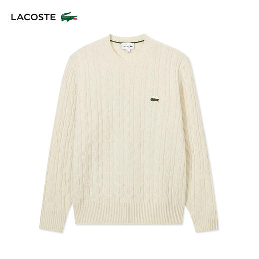 Lacoste【王一博同款】法国鳄鱼男装新款圆领绞花羊毛衫AH2924-10 商品图3