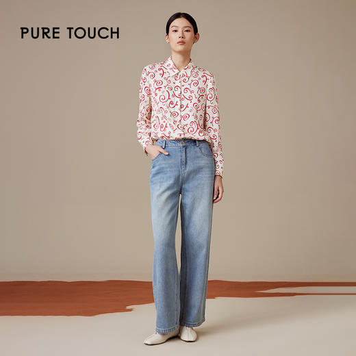 puretouch新年优雅印花白衬衫时尚花纹1301244433 商品图1
