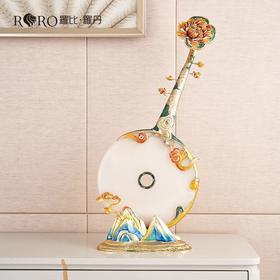 【样品特惠3折，仅1件，无货退款】罗比罗丹行云流水平安扣玉石摆件珐琅彩工艺琵琶玄关装饰品罗比罗丹行云流水摆件