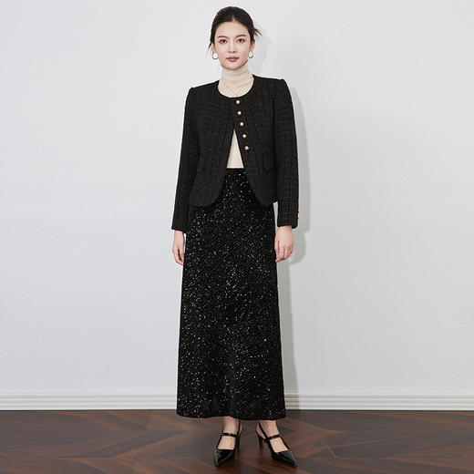 【高货wl】全新升级【铂金会员367/天猫499/差价132】(11940) 洛诗琳秋冬新款亮丝粗花呢时尚长袖法式短款小香风外套女 商品图3