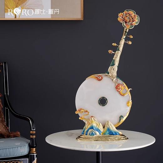 【样品特惠3折，仅1件，无货退款】罗比罗丹行云流水平安扣玉石摆件珐琅彩工艺琵琶玄关装饰品罗比罗丹行云流水摆件 商品图4