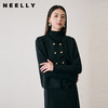 NEELLY纳俪冬季新款气质小立领黑色后开叉针织连衣裙套装女两件套N24114Y05503 商品缩略图0