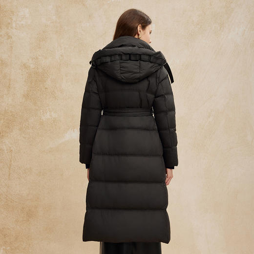 PR009斯尔丽2024冬季新款显瘦收腰长款简约通勤连帽轻盈鸭绒羽绒服 商品图7