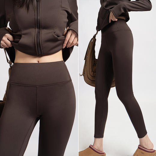 L RECNAVA [亲肤加厚绒] 超厚加绒修身保暖运动套装—拉链连帽外套修身显瘦—九分裤高腰收腹提臀 商品图3