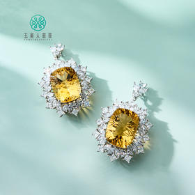 玉美人菲菲#S925黄水晶方形吊坠约39*31mm-多样性发一约22克拉