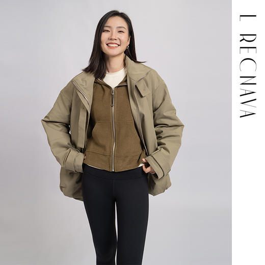 L RECNAVA [薄绒面料] 连帽拉链外套 坑条修身卫衣 商品图6