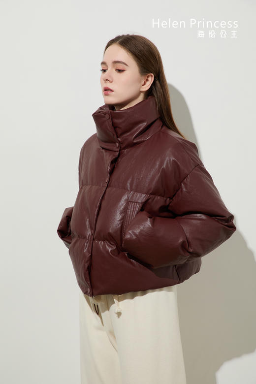 PU皮短款羽绒外套 商品图0