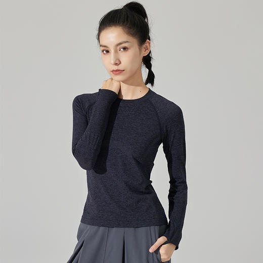 Leorrey/乐拉无缝时尚透气显瘦瑜伽户外跑步高弹运动长袖T恤 商品图7