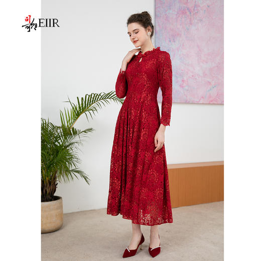 司歌蕾丝连衣裙喜庆端庄长裙A901024X 商品图1