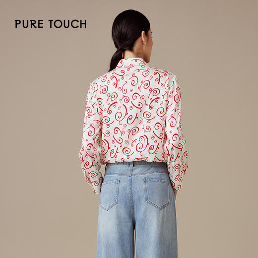 puretouch新年优雅印花白衬衫时尚花纹1301244433 商品图2