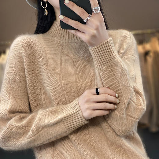 佰威斯利新年春节红女半高领大码针织毛衣打底衫秋冬加厚内搭上衣6色可选遮肚子显瘦M-6XL适合90-240斤 商品图3