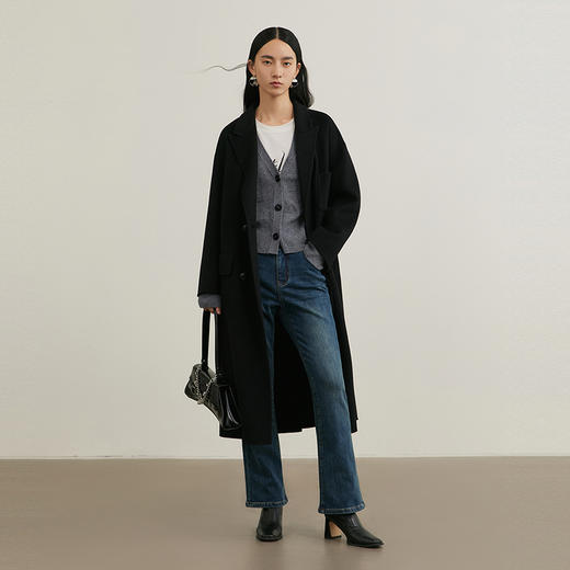 NEELLY纳俪商场同款冬新款复古设计感牛仔裤女修身显瘦百搭微喇裤N24111H01149 商品图2