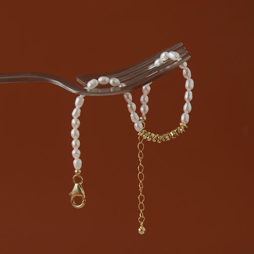 含晖·24K镀金碎金子米珠手链 商品图2