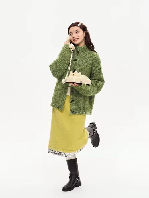 heris/H44105/圣诞绿圈圈纱粗针毛衣外套 商品图1