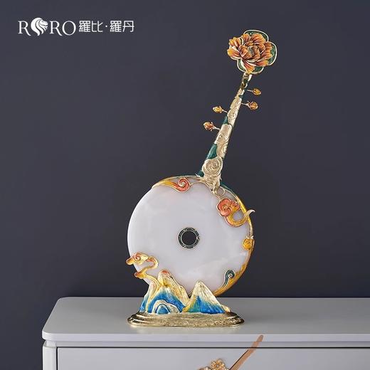 【样品特惠3折，仅1件，无货退款】罗比罗丹行云流水平安扣玉石摆件珐琅彩工艺琵琶玄关装饰品罗比罗丹行云流水摆件 商品图3