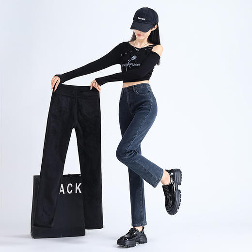 【GZ】无忧购秋冬韩版加绒加厚高腰修身显瘦直筒牛仔烟管裤3000厚绒（截单后7天发货)25年清仓捡漏 商品图11