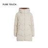 pure touch女士中长款米白A型减龄羽绒服内外撞色连帽保暖羽绒服1306244440 商品缩略图4