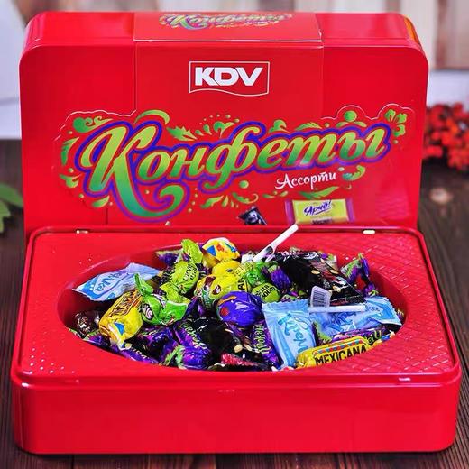 俄罗斯进口KDV花生牛奶巧克力糖精选铁盒装什锦口味夹心糖380g/盒【中欧班列精选】WWJ 商品图1