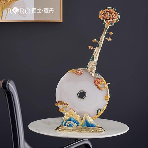 【样品特惠3折，仅1件，无货退款】罗比罗丹行云流水平安扣玉石摆件珐琅彩工艺琵琶玄关装饰品罗比罗丹行云流水摆件 商品图5