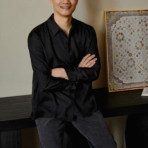 【顺丰包邮】05038 洛诗琳重磅100%桑蚕丝30MM斜纹绸男士衬衫1012 商品图1