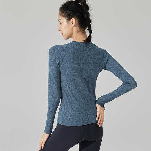 Leorrey/乐拉无缝时尚透气显瘦瑜伽户外跑步高弹运动长袖T恤 商品图1