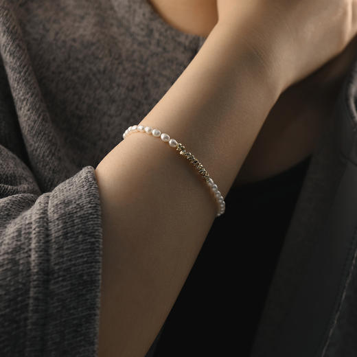 含晖·24K镀金碎金子米珠手链 商品图6