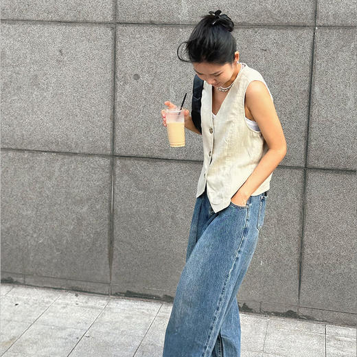 【顺丰包邮】04149 洛诗琳松弛感亚麻棉高级感西装马甲女592 商品图2