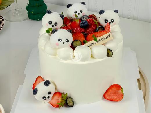 『熊猫爱草莓』可爱生日蛋糕 商品图0