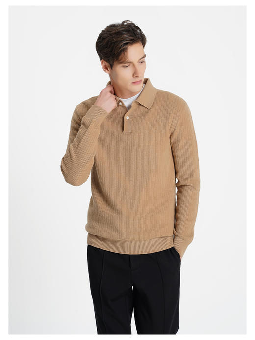 callisto“绒”系列卡其色羊毛混纺毛衣 商品图3