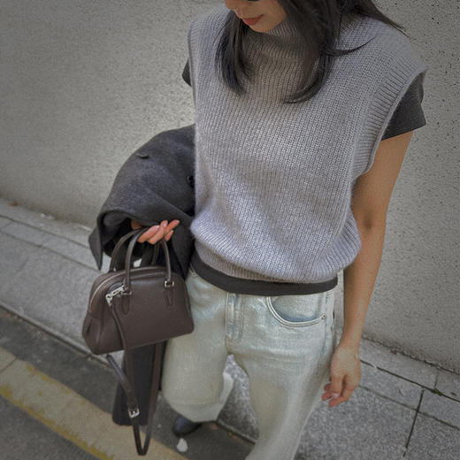 【顺丰包邮】00455 洛诗琳秋冬浣熊绒高领叠穿套头针织马甲女803 商品图2