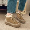 经典鲨2024冬季新款百搭圆头加绒保暖平底高帮休闲鞋棉鞋女KW296-D58081 商品缩略图1