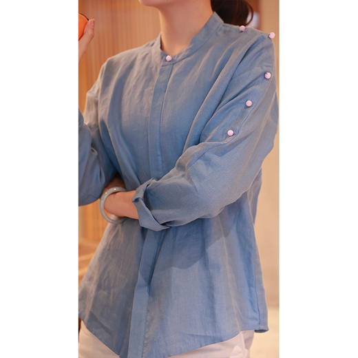 【抖音专属】圆领衬衣(1832524B羽扇豆蓝-结缘款) 商品图2