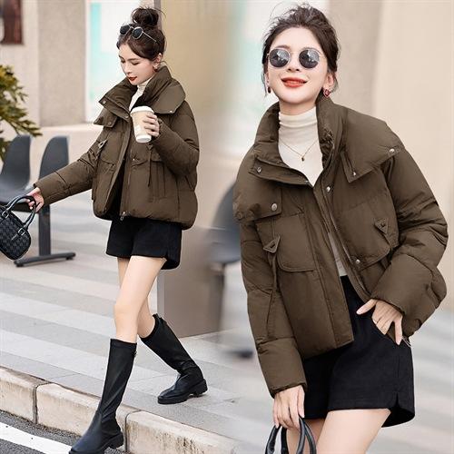 宽松休闲显瘦韩版翻领插肩袖短款百搭棉衣HHYS1392 商品图2