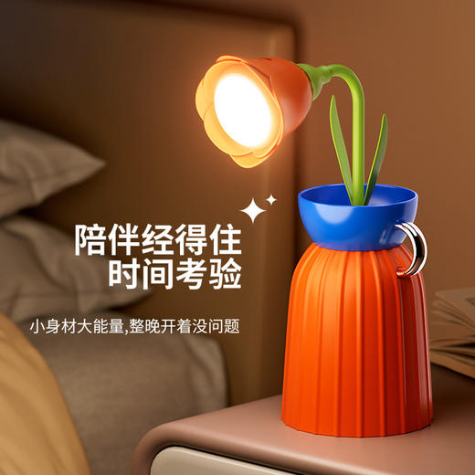 【花插花抽灯，笔筒玫瑰盆】一盏小灯，卧室氛围温馨。花朵可作手电筒，花瓶可作笔筒，小身材大能量，充插两用，续航持久。摆上这盏玫瑰灯，氛围感满满，把爱情洒满整个房间！ 商品图1