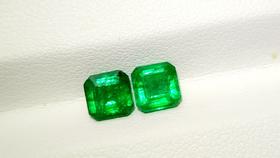 1.74ct刻面祖母绿裸石一对