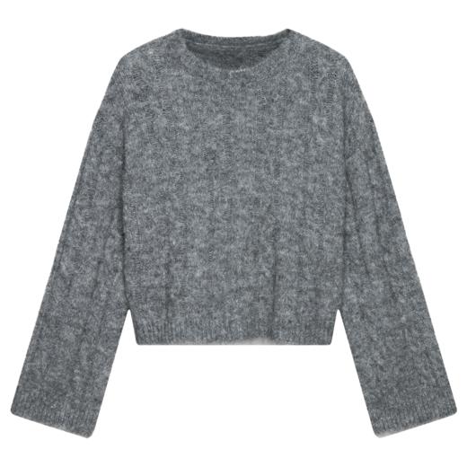 SELFWHO羊毛混纺纯色围巾毛衣两件套女2024秋冬新款设计感针织衫 商品图4