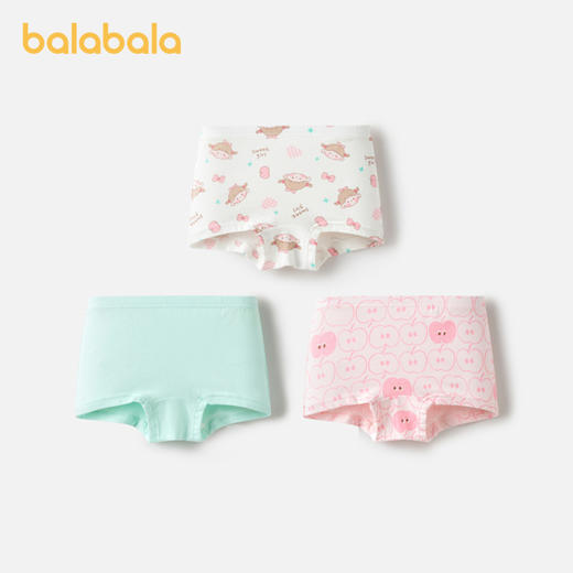 巴拉巴拉宝宝内裤棉a类儿童平角短裤女童小童亲肤萌四角裤三条装 商品图1
