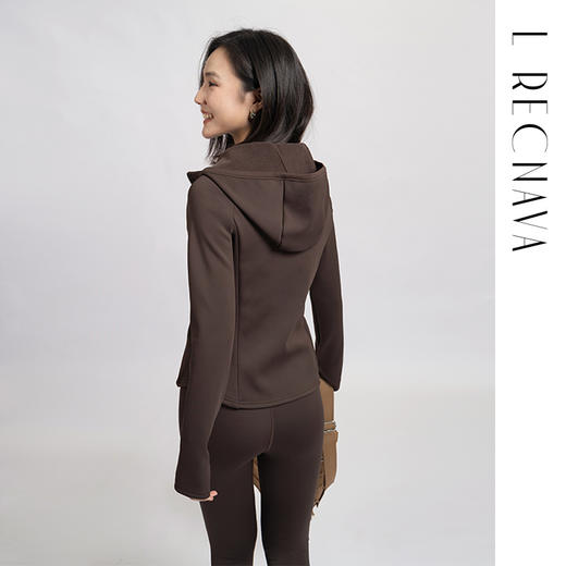 L RECNAVA [亲肤加厚绒] 超厚加绒修身保暖运动套装—拉链连帽外套修身显瘦—九分裤高腰收腹提臀 商品图4