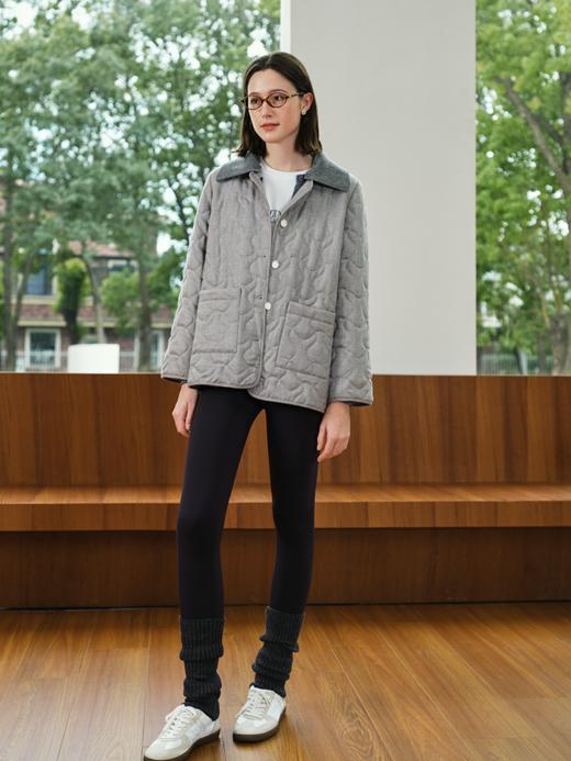 羊毛混纺针织拼接棉服FCE4COT136 商品图6