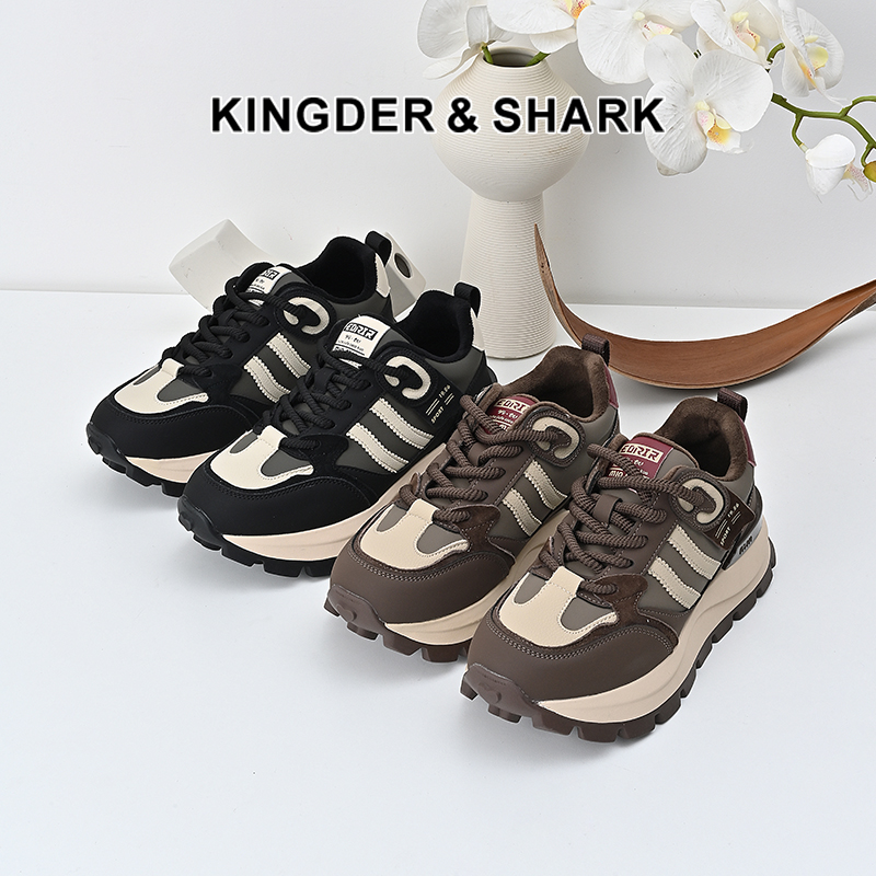 经典鲨2024冬季新款韩版时尚拼色加绒舒适平底跑步休闲鞋女KW219-D58151