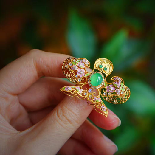 龢盒原创 风筝木那料翡翠胸针吊坠两用款 商品图3